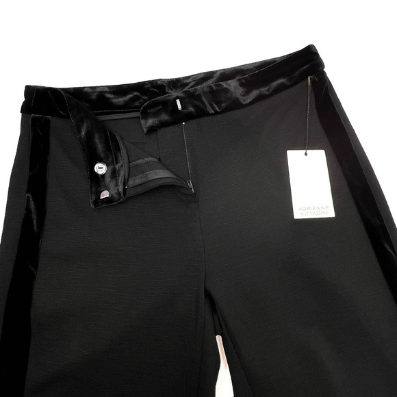 Adrienne Vittadini Tuxedo Trousers Size 10 Cropped Velvet Trim Black Pants NWT - Picture 3 of 7